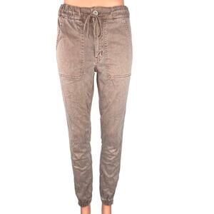 American Eagle Tan Beige Drawstring Cargo Skinny  Zip Utility Jogger Pants Sz 6